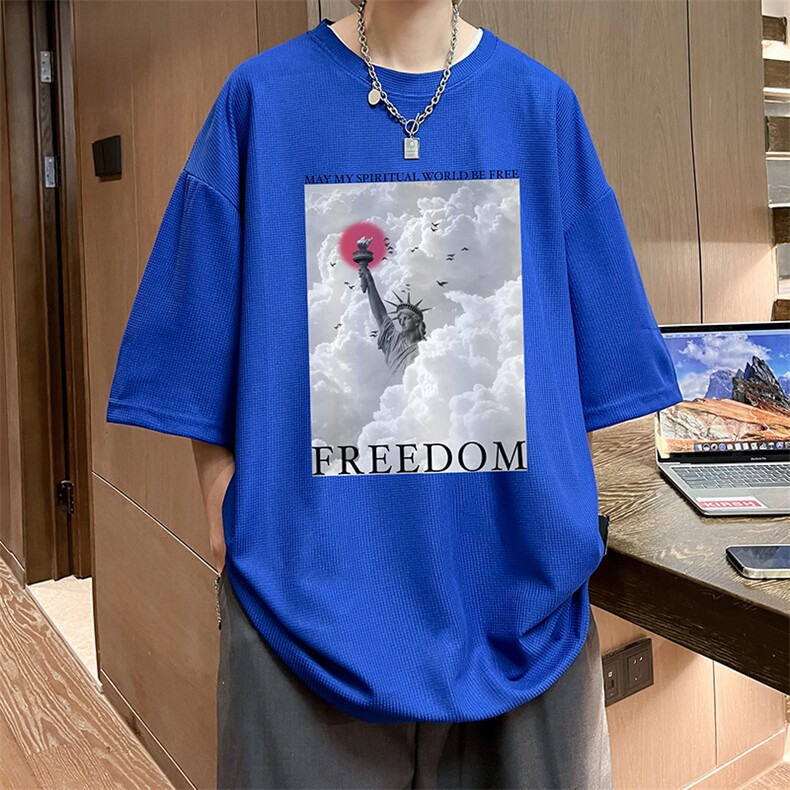 华夫格t恤男短袖男大码五分袖酒店风HT73326-P22,男装T恤,电商A040