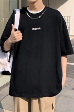 得物抖音40支双纱高品质港风休闲半袖纯棉短袖T恤男女T7201-P45，男装T恤，电商A441-1