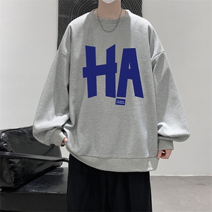 华夫格卫衣圆领卫衣男大码长袖t恤男外套HW76258-P30加绒款-P40图片