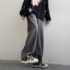 美式复古vibe裤子ins高街潮牌牛仔裤男女宽松直筒阔腿裤N6340-p43，男装牛仔裤，星座1008