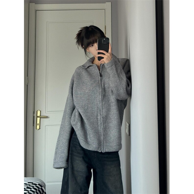 【有货】M349CC-特P65翻领毛衣开衫男慵懒拉链开衫针织外套,男装针织衫/毛衣,星座1007（原301D）
