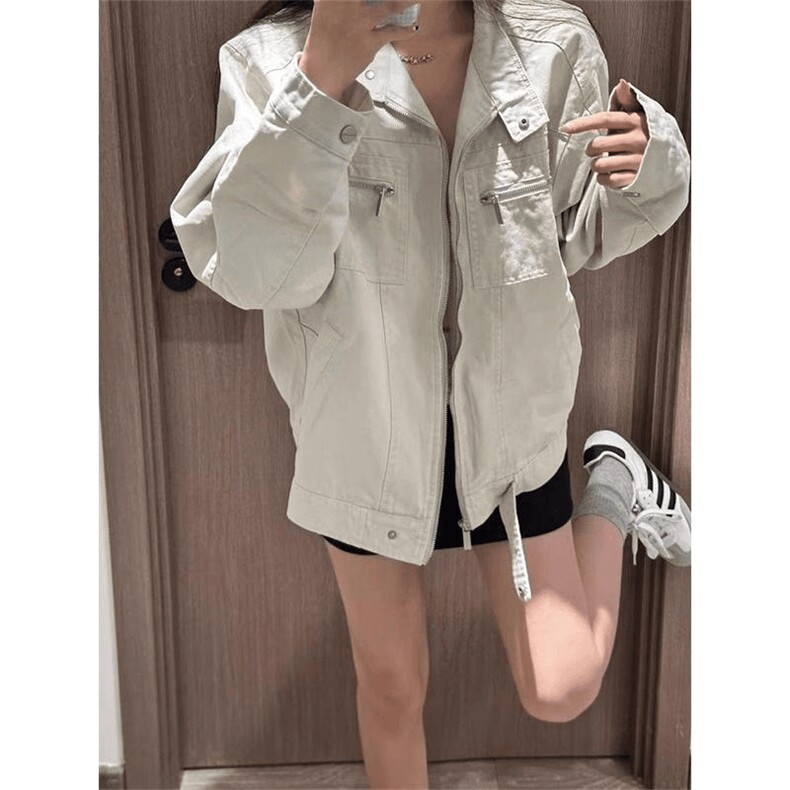 26春装高品质老钱风立领夹克外套男女美式潮牌拉链工装风宽松上衣，男装夹克，电商A486