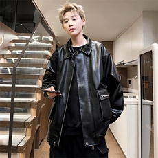 春季刺绣皮夹克工装情侣款皮衣机车外套潮流青年A266-PY007-P85，男装皮衣，电商A266