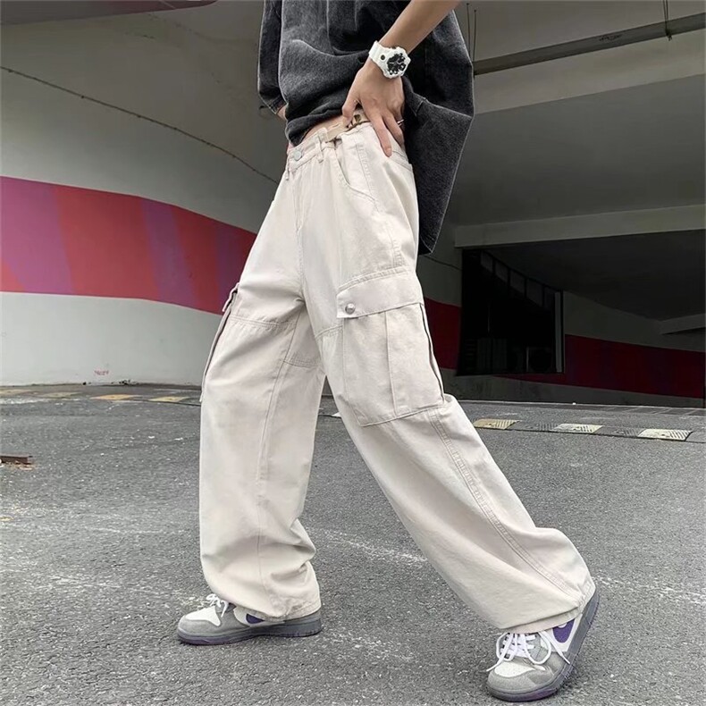 港风学生工装裤男潮韩版ins百搭多口袋直筒休闲宽松抽绳GK214-P45,男装休闲裤,星座1008