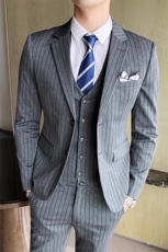 条纹男装西服套装三件套修身商务礼服W2032-P260，男装西服套装，星座1012