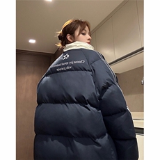 EQ350撞色织带印花面包服男女情侣装加厚棉衣外套2024新款，男装棉衣，电商C306-1