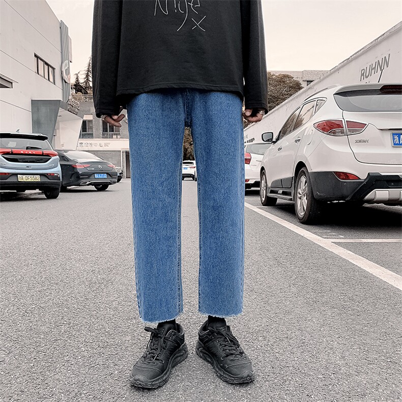 夏季毛边宽松百搭直筒休闲牛仔裤NK20P40，男装牛仔裤，电商D325