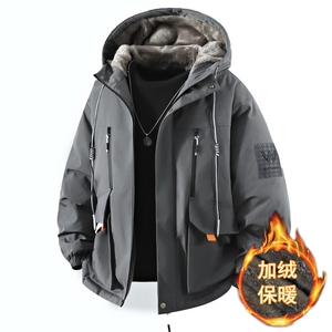 立体冬季外套加绒加厚潮牌夹克连帽宽松保暖派克服 A436-D209-P80图片