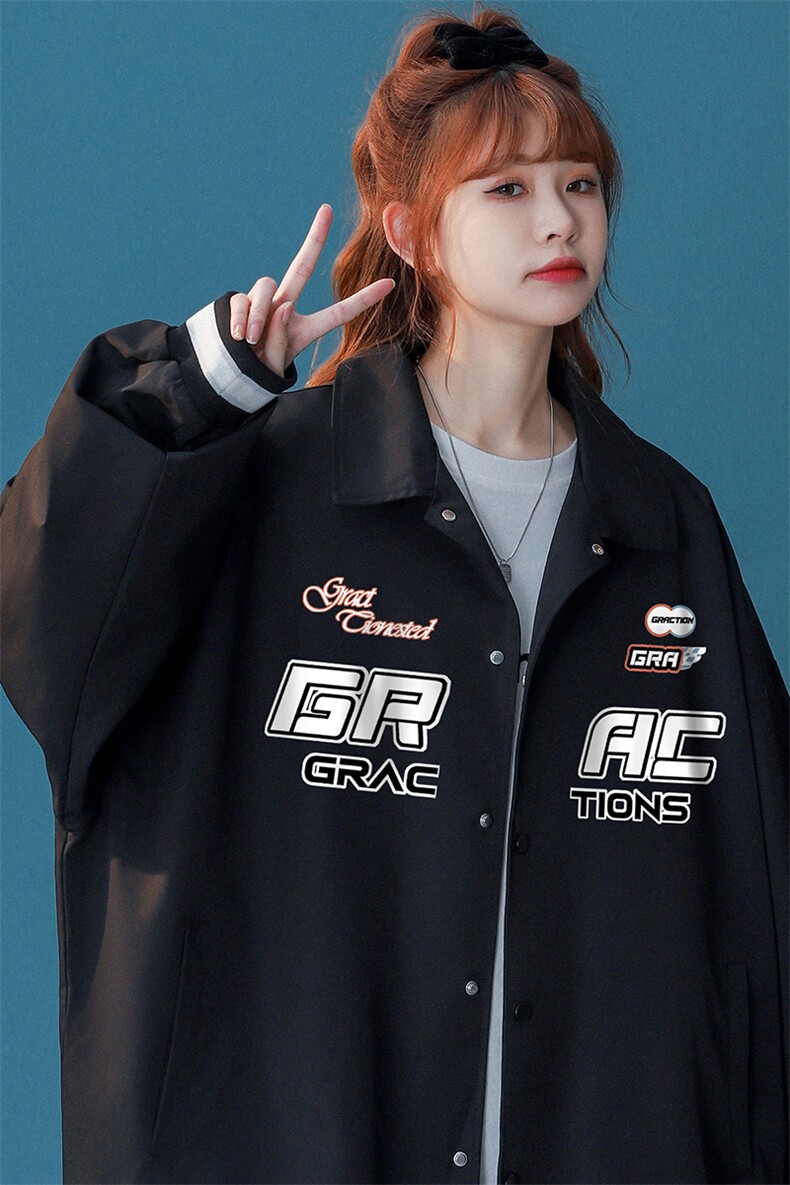 中性风秋季宽松休闲棒球服纯色机车服情侣外套女G6723P65控78,男装工装外套,电商A268
