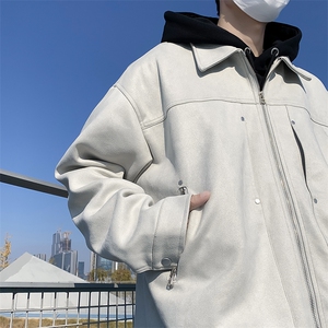 美式夹克男麂皮绒韩版潮流高街拉链口袋2024冬季ins外套W5529-P65图片