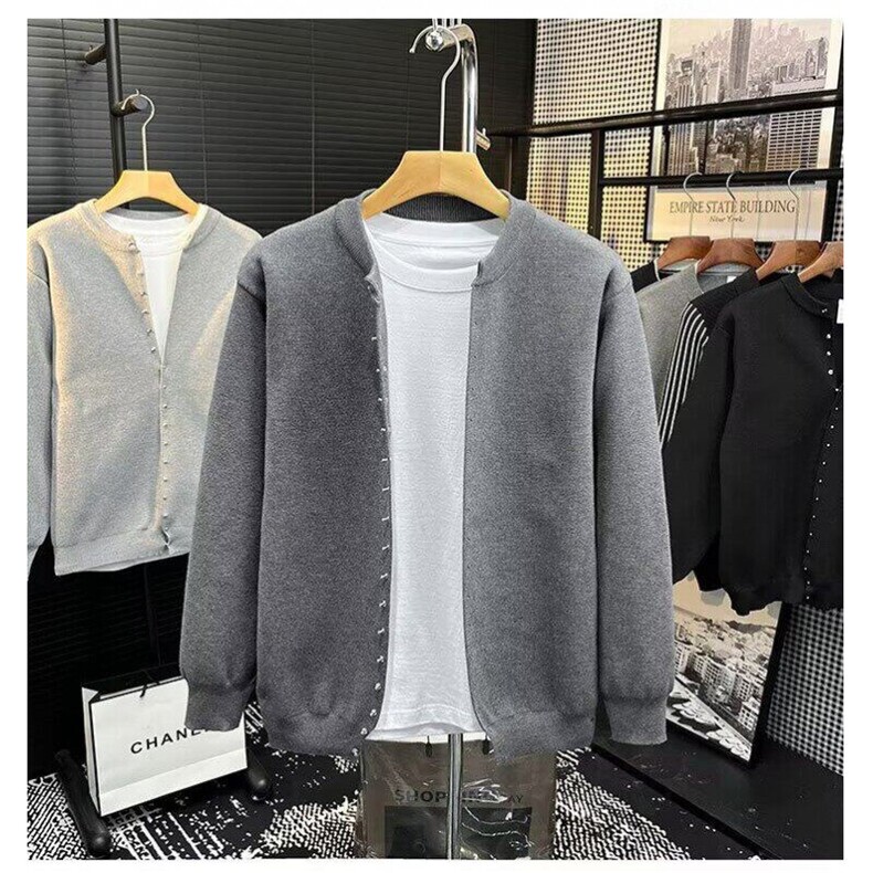 轻奢男装大码潮牌男士时尚新款设计感纯色显瘦长袖外套百搭开衫潮，男装针织衫/毛衣，星座1013