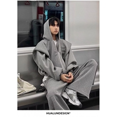 简约设计感基础款垫肩连帽卫衣宽松时尚痞帅开衫外套男W968，女装短外套，星座1116A（原606A-3）