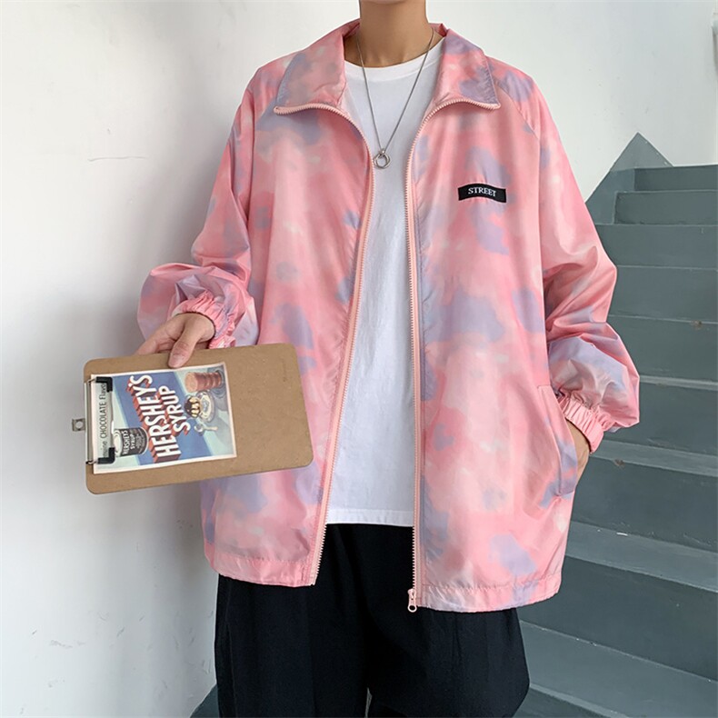F3067/P45夏季新款防晒衣男女扎染情侣薄款夹克衫外套大码防晒服,男装夹克,电商A141