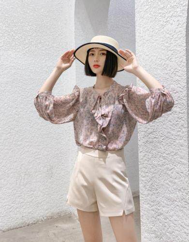 【现货】春夏新款花边蝴蝶结衬衫淑女风，女装衬衫，笑思源