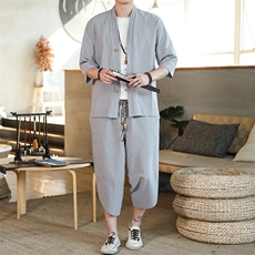 2025夏装新款男士风七分袖衬衫七分裤男装四季1512-1901-P70，男装衬衫，星座1512