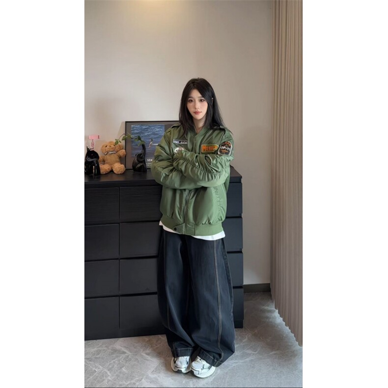 潮牌美式机车风男女教练飞行员夹克外套百搭刺绣棒球棉服L01批85,男装夹克,星座307A