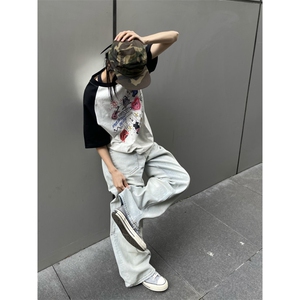 【有货】A700CC-特P43 不对称做旧反穿牛仔裤男女设计感裤子图片