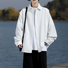 8XL-M春夏假两件衬衫长袖大码痞帅高级感衬衣垂感外套CS9005/P60，男装衬衫，电商B238