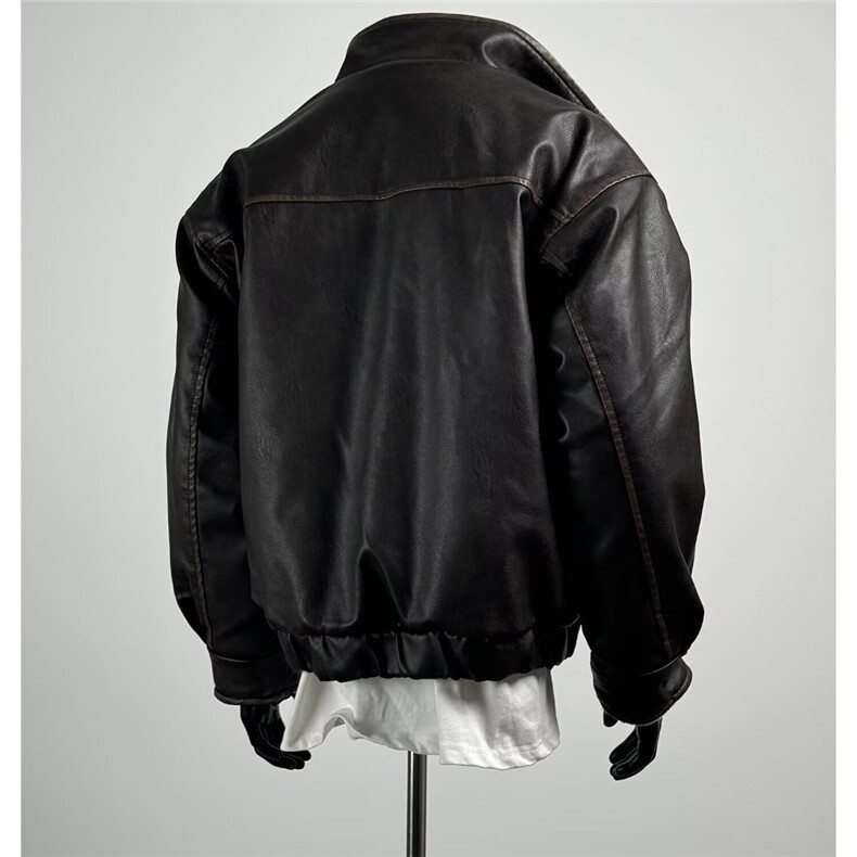 潮流做旧复古羊羔毛皮衣棉服男女款工装飞行员棉服外套TT187P125,男装皮衣,星座1013-5