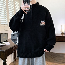 84675-P68半拉链毛衣男立领秋冬季新款韩版宽松套头针织衫，男装针织衫/毛衣，电商D310B