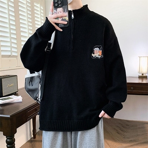 84675-P68半拉链毛衣男立领秋冬季新款韩版宽松套头针织衫图片