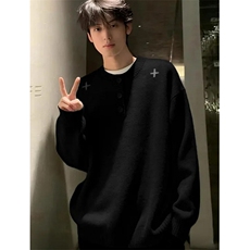 亨利领刺绣毛衣男秋冬宽松慵懒针织衫内搭打底衫MY471，男装T恤，星座1116A（原606A-3）