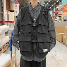 工装马甲男口袋港风潮流2023春夏季新款ins上衣宽松外套W2377-P35，男装背心/马甲，星座412-2