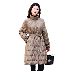 2022冬装新款立领时尚韩版轻薄羽绒服女中长款白鸭绒，女装羽绒服，铭街依杨