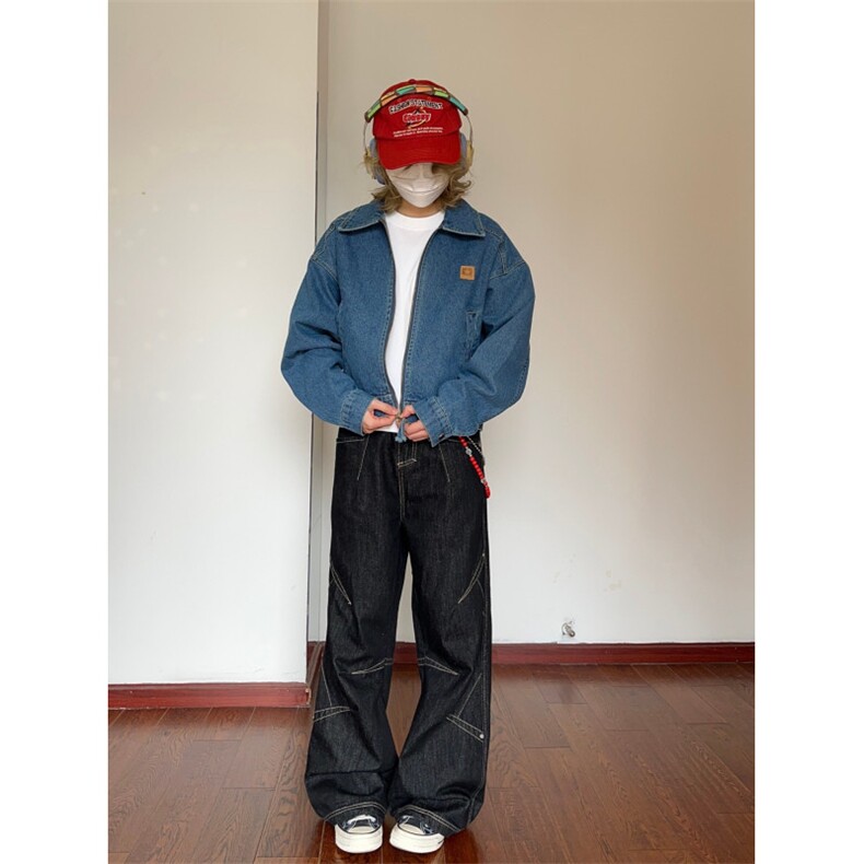 美式做旧牛仔外套男上衣夹克F4904蓝色M-3XL,男装工装外套,星座506A