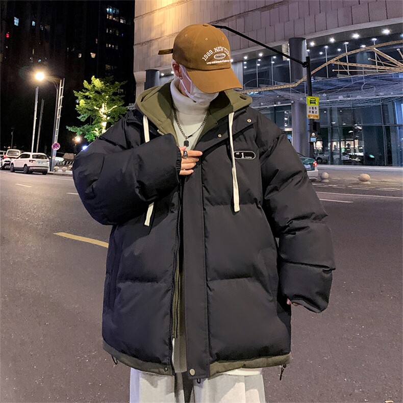 现货抖音得物二开三防加厚假两件拼接连帽棉衣冬季棉服LL9999,男装棉衣,电商A486