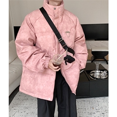港风PU皮复古做旧金属设计棉衣男MY77102P130控198抖音控228，男装棉衣，星座227-7