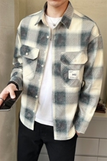 春季新款复古格子衬衫男长袖宽松休闲衬衣外套潮C3366-P88，男装衬衫，电商A237