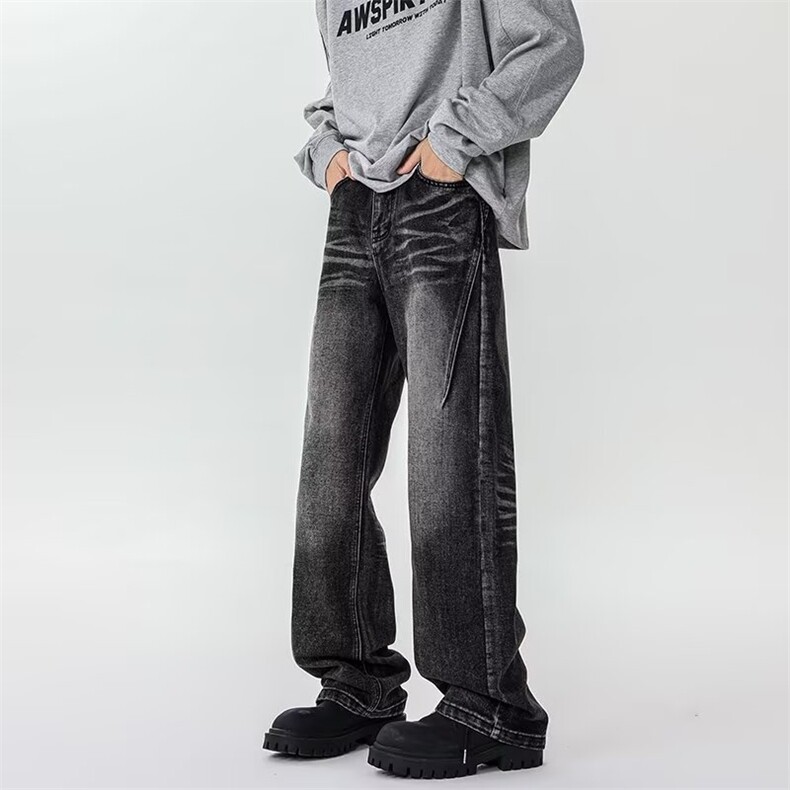美式牛仔裤男韩版潮流高街百搭渐变色2024冬季ins长裤RK2292-P47，男装牛仔裤，星座412-2