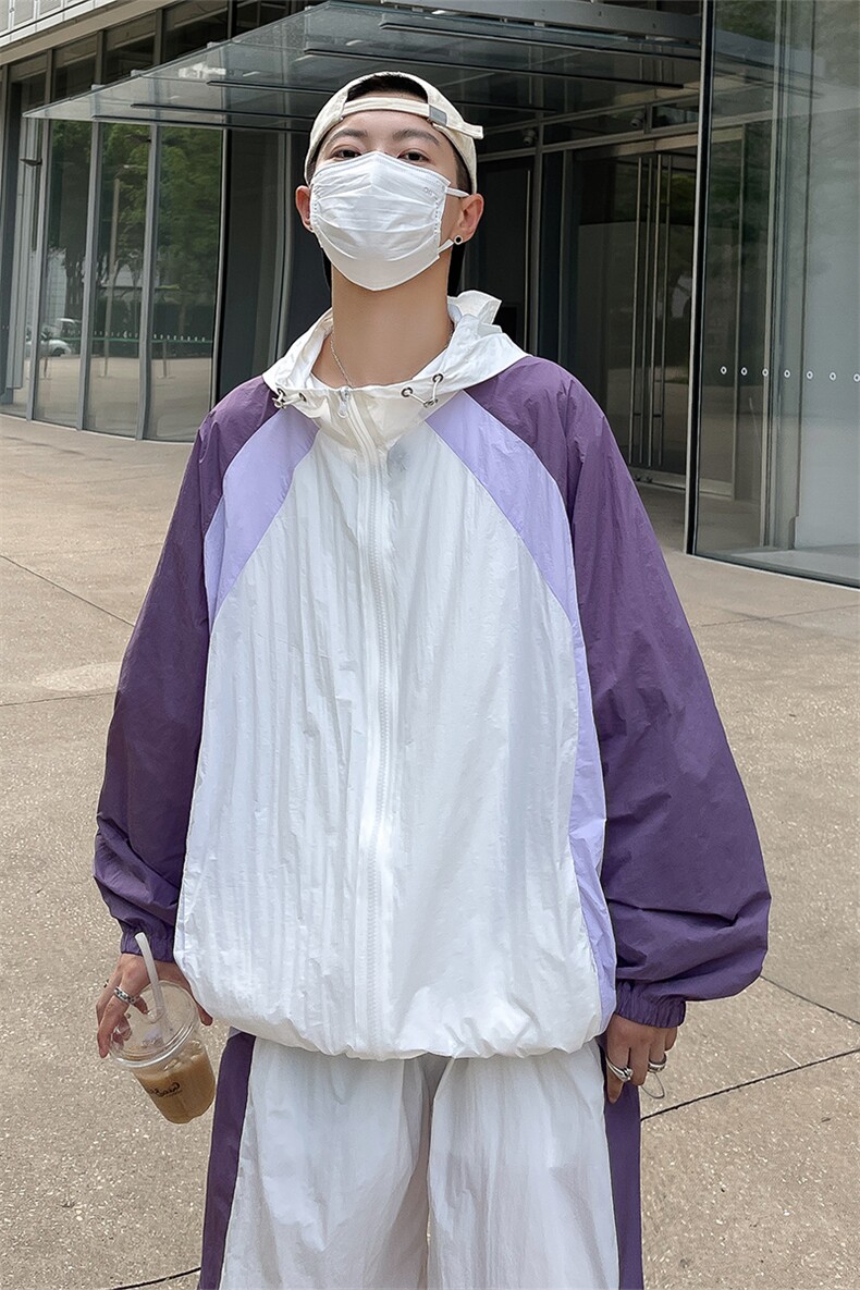 防晒服套装男夏季运动风拼色时尚防晒衣夹克衫XZ514-2-1608-P98,男装防晒衣,星座514-2(原B239)