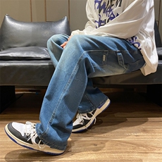秋冬季男装工装牛仔裤子休闲裤港风宽松直筒拖N0572-P45，男装牛仔裤，星座308B-1