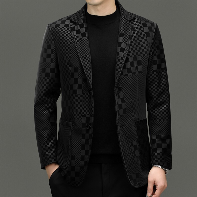 BG58008新款海宁真皮皮衣男绵羊皮白鹅绒内胆羽绒外套西服修身，男装西服，电商B360A（原721A）