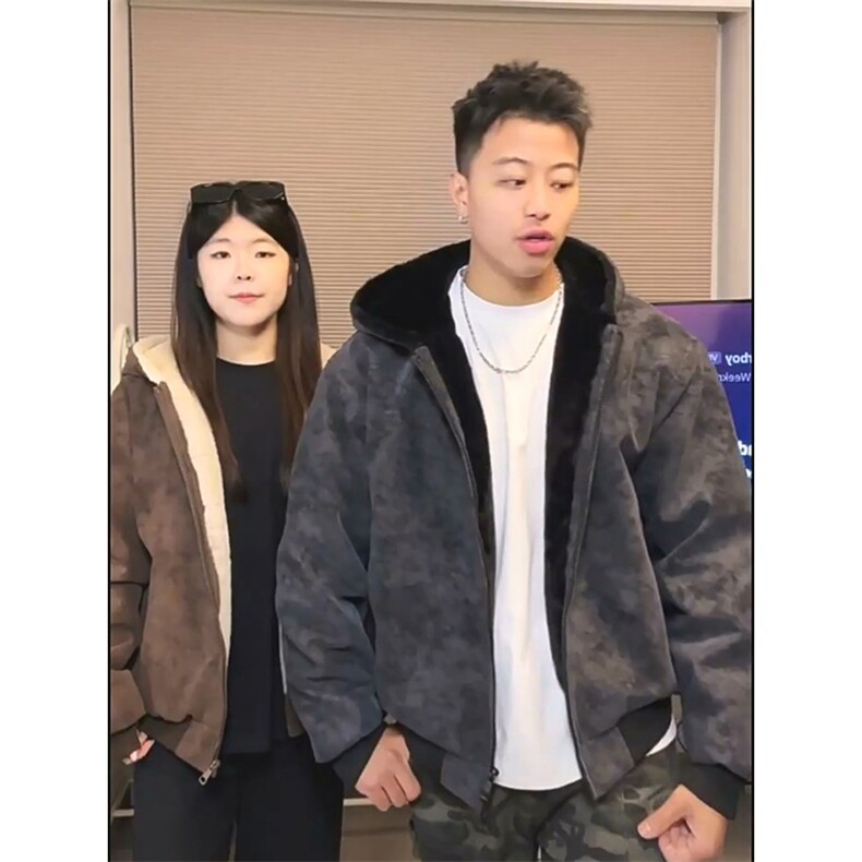 现货高品质美式冬季重磅座山雕大毛毛领pu皮棉衣男女加厚外套图片