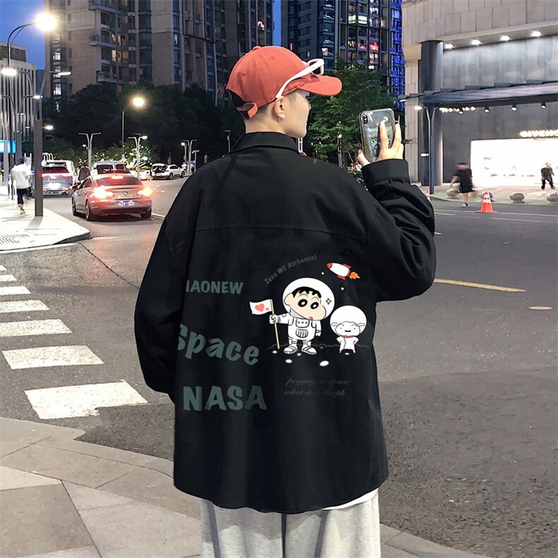 春季长袖衬衫男宽松港风衬衣男外套男CSCS290-P35,男装衬衫,电商B371