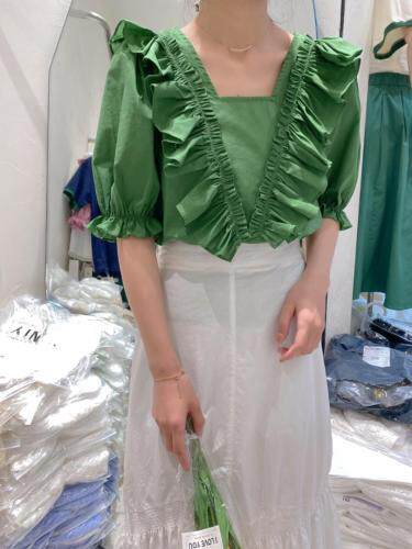 现货夏款花边衬衫，女装衬衫，NIY