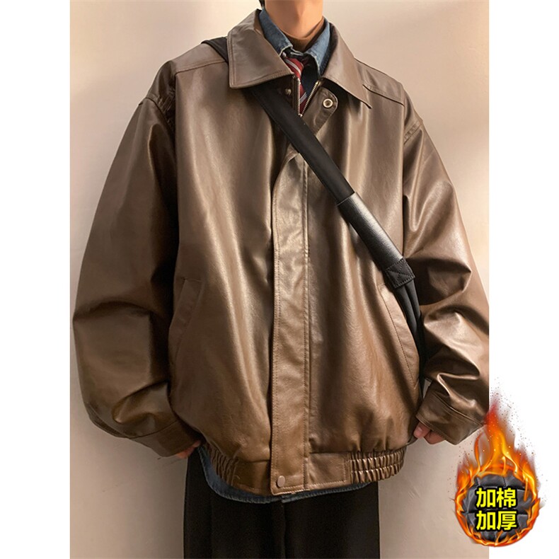夹棉加厚冬装pu皮衣宽松夹克冬季男女棉衣外套PM7811-P82【特价】,男装夹克,电商A007