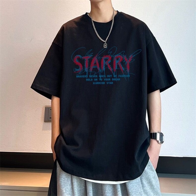 青少年港风潮牌高街宽松设计感hiphop五分袖潮牌ins港风,男装T恤,星座218-1（原230）