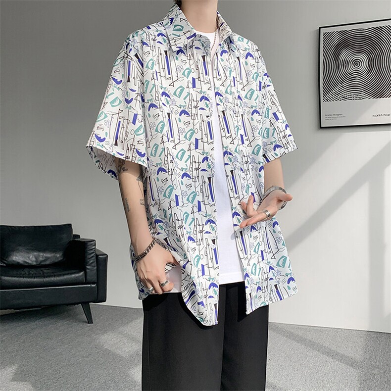 8XL-M花衬衫男短袖夏季薄款冰丝半袖宽松大码休闲外套DC28008P38,男装T恤,电商B312