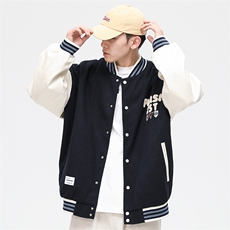港风上衣夹克宽松落肩拼色棒球服外套JK714-P68，男装夹克，星座1204-3