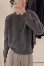 短款纯色羊毛衫女宽松长袖内搭打底针织上衣，女装羊毛衫，旭驰羊绒
