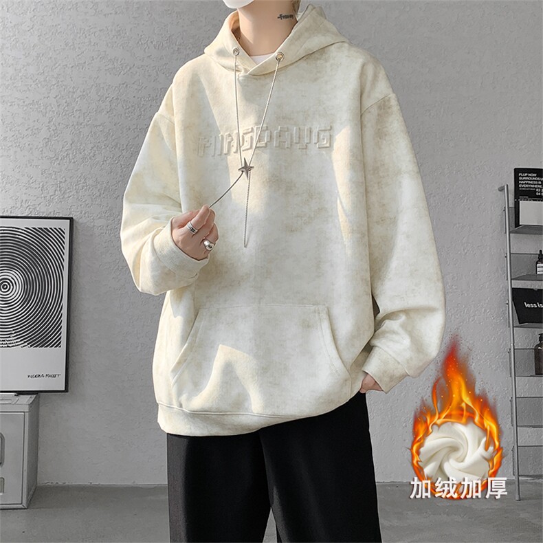 现货10088-特批50加绒特批60重工连帽扎染长袖男卫衣【带项链】,男装卫衣,电商A059