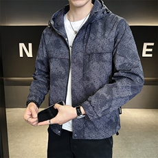 86816-M-3XL-P128店主风秋季潮牌连帽假口袋满印字母夹克外套男，男装夹克，电商B255