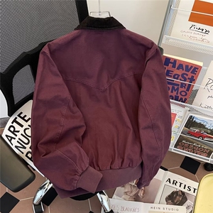 美式复古夹克外套男秋冬款新款高级纯棉宽松棉服痞帅外贸翻领棉衣图片