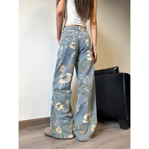 903-AK40 -特P55【S-3XL】    男女花花牛仔裤！现货  3图片