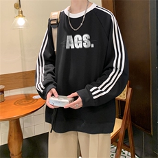 美式三杠条纹复圆领卫衣秋冬男女宽松长袖SW2475-P45控6850棉，男装卫衣，电商B370