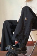 WASSUPHAPPY毛呢裤子男款冬季加厚日系潮牌宽松大码阔腿休闲长裤，男装休闲裤，电商C305A